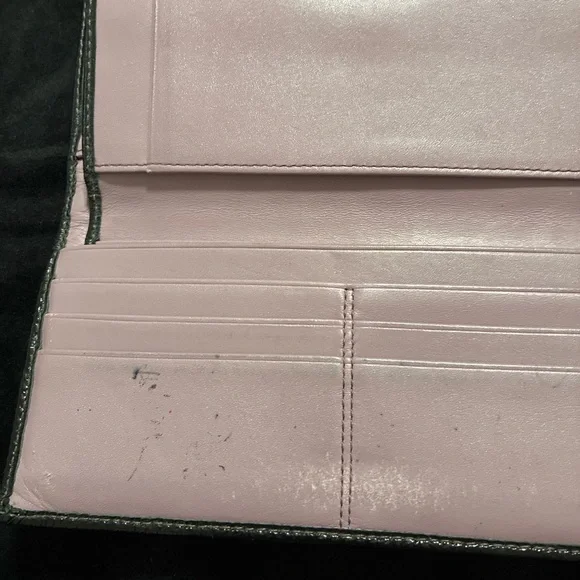 Vintage Coach Signature Canvas Checkbook Wallet Flap Brown/Blk Removable Insert - Picture 8 of 8